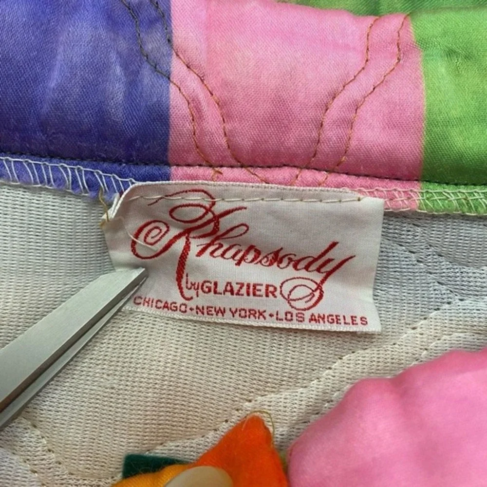 Vintage Rhapsody By Glazier Quilted Striped Maxi Skirt Small‎ Medium Rainbow